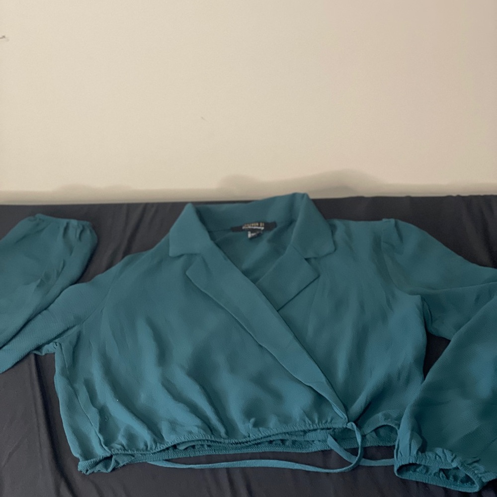 Forever 21 Teal Wrap Blouse